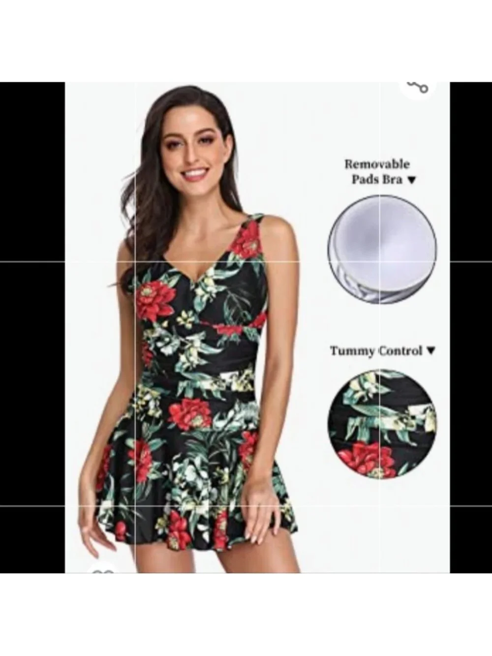 Flower Printing Body Shaping One Piece Swim Dress